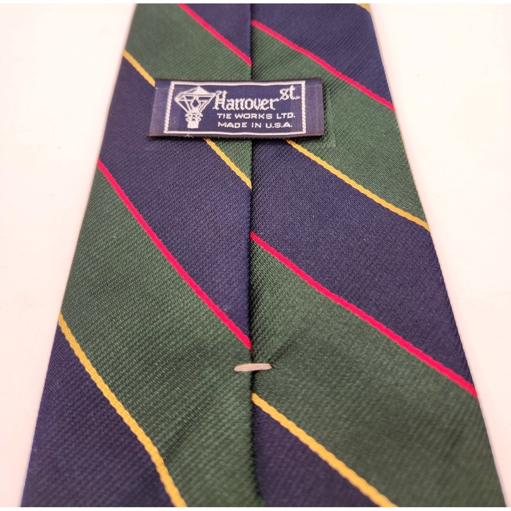 Hanover Street REPP Tie 100% Silk Striped Made USA Old Money Classic Preppy VTG - Picture 3 of 5